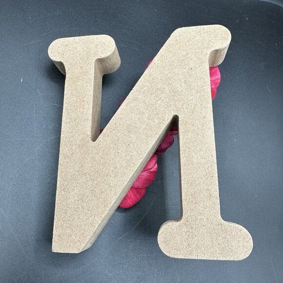 Wooden Initial Letter N Gold Red Sola Wood Flowers 6" Free Standing Monogram - Picture 7 of 10